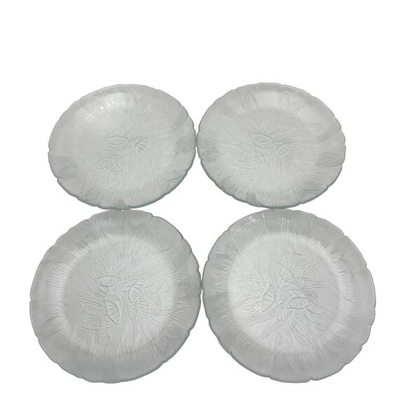 Arcoroc Canterbury Crocus Salad Plates Clear Glass Dessert Lunch Floral 7.5" x 4 - Picture 7 of 9
